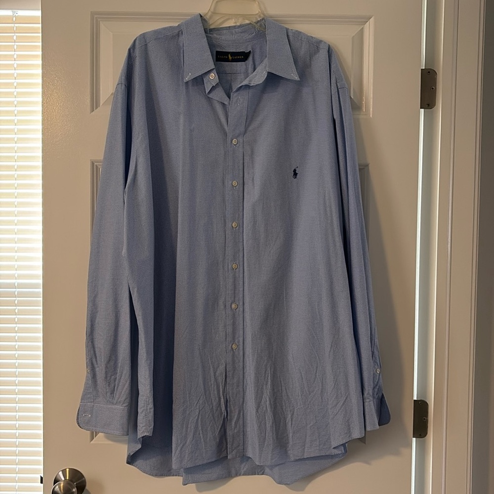 Men’s Ralph Lauren Blue Plaid button down Size 3XL